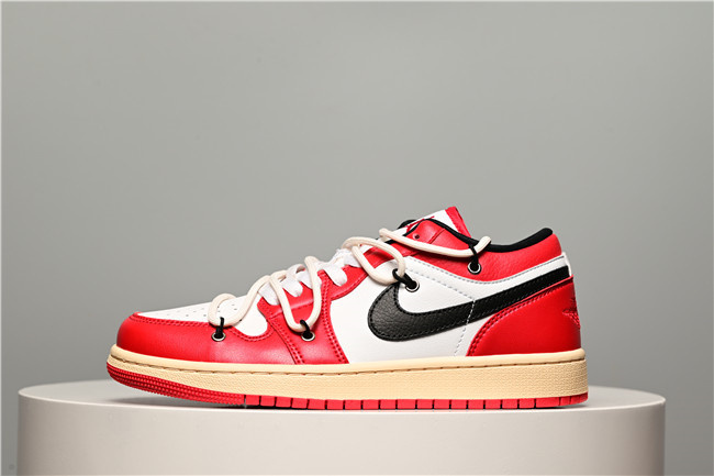 Women's Running Weapon Air Jordan 1 Low Red/White Shoes 0355